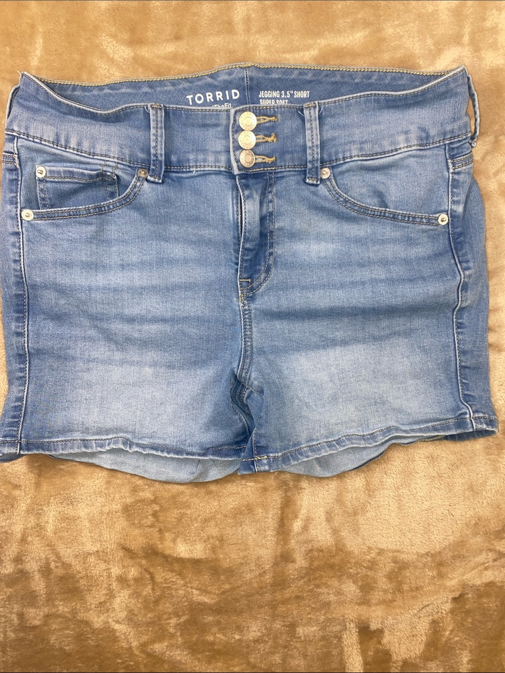 torrid Light Blue High-Rise Jegging Denim Shorts